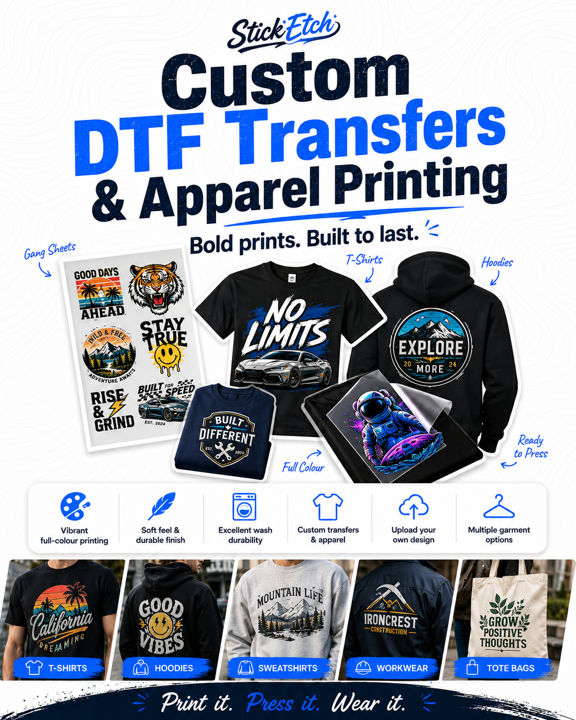 Custom DTF Transfers & Apparel Printing