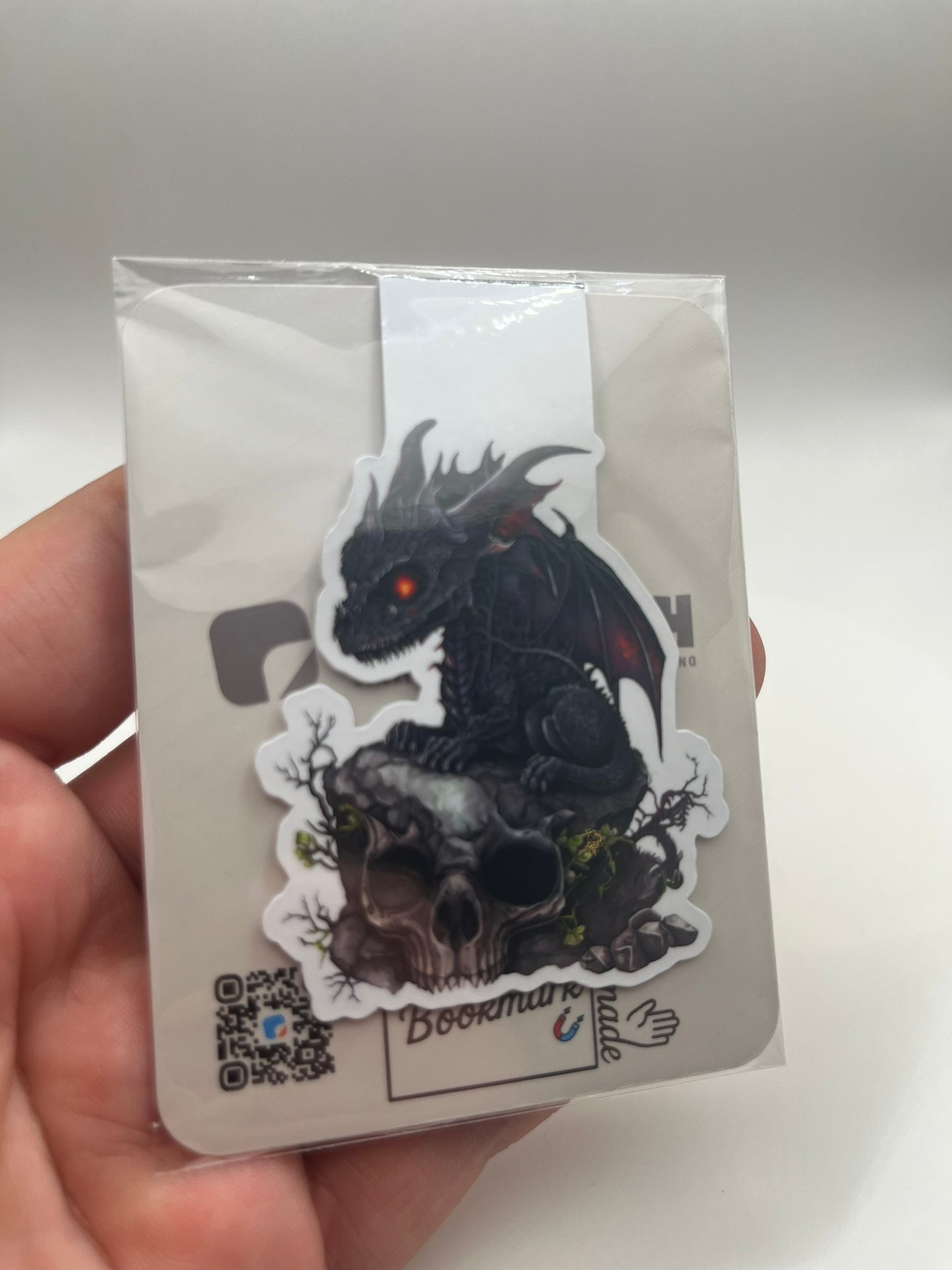 Dragon and skull magnetic bookmark