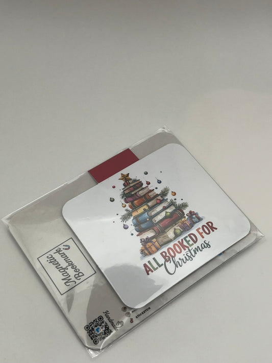 “All Booked for Christmas” Magnetic Bookmark – Festive Holiday Edition