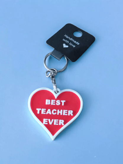 Best Teacher Ever Keyring / Keychain - Heart Shaped - Innov8Print3D