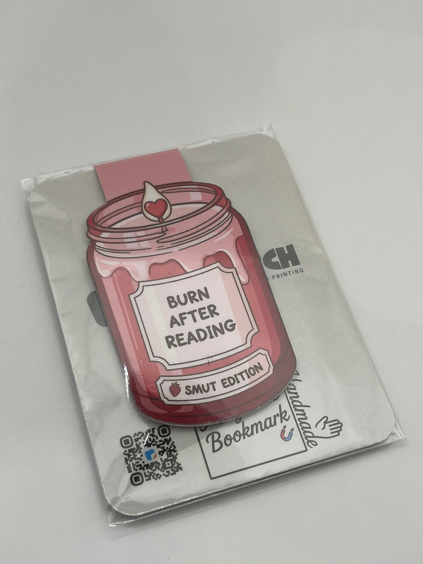 “Burn After Reading – Smut Edition” Magnetic Bookmark – Spicy Candle Jar Design