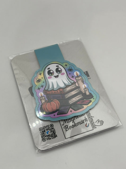 Cute Ghost Book Lover Magnetic Bookmark – Spooky & Sweet Edition