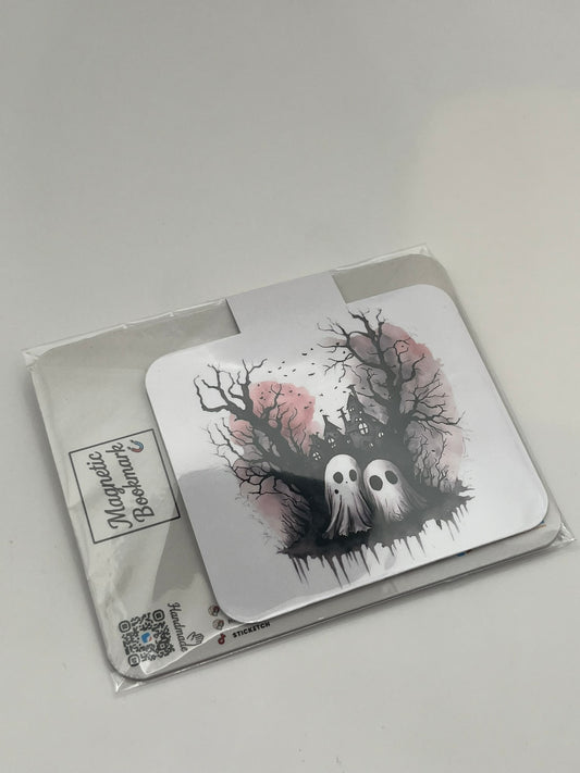 Haunted Ghost Forest Magnetic Bookmark – Spooky Watercolor Edition