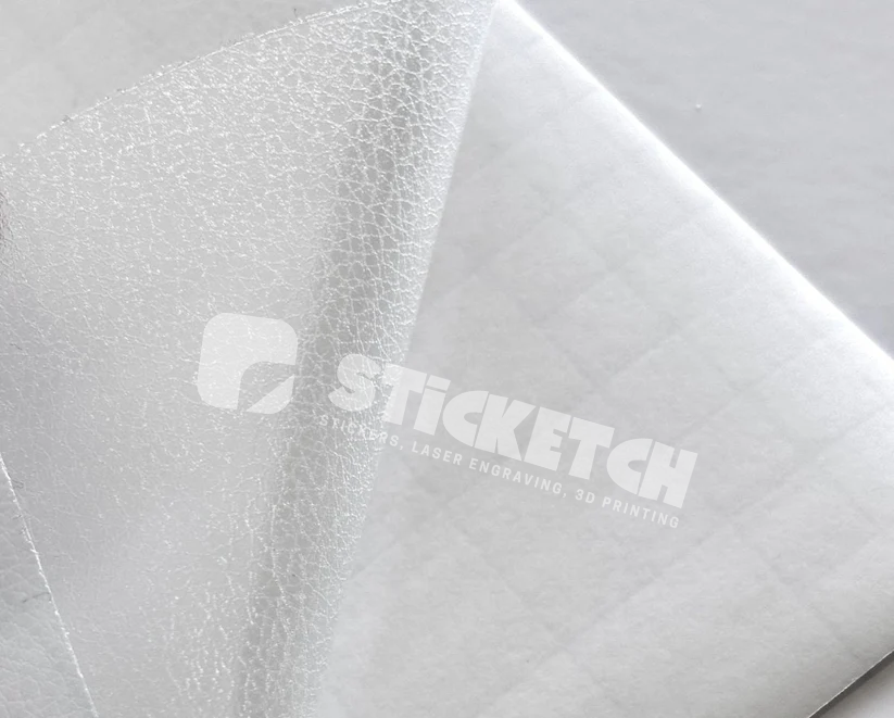 Sticketch leather sticker finish material on a gray background