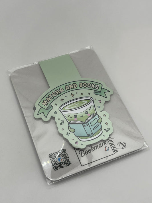 Matcha & Books Magnetic Bookmark – Cute Pastel Kawaii Edition