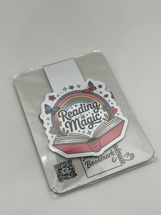 “Reading Is Magic” Magnetic Bookmark – Whimsical Rainbow Edition