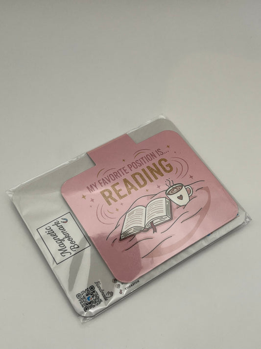 “My Favorite Position Is… Reading” Magnetic Bookmark – Cozy Book Lover Edition