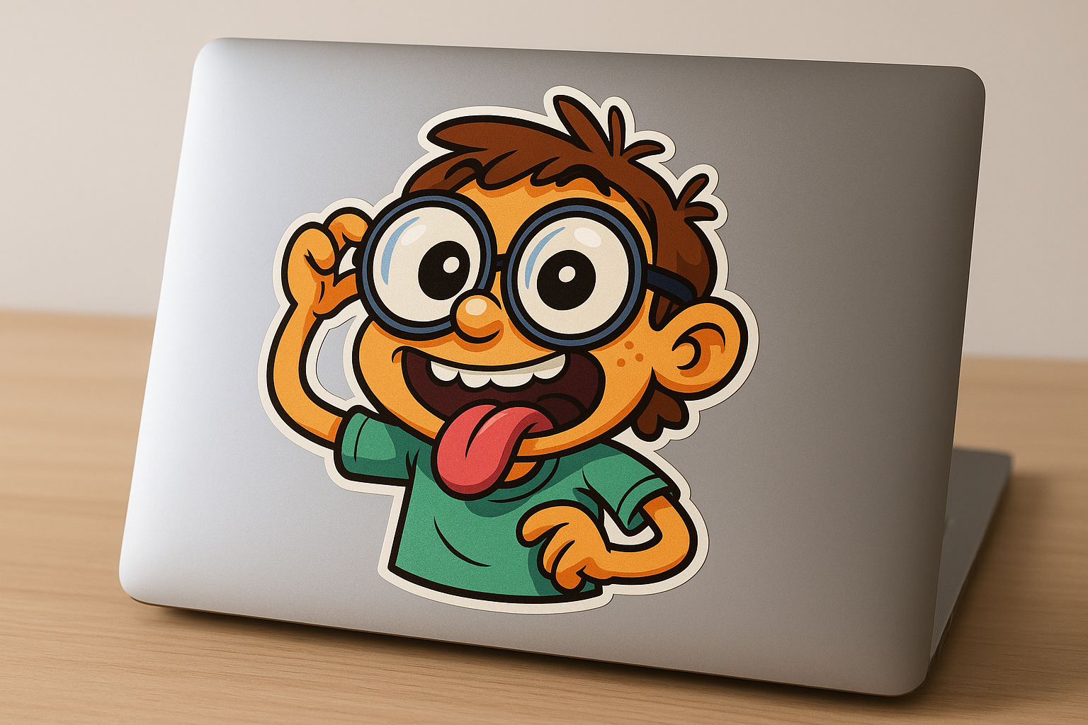 vinyl sticker on a laptop with funny cartoon on design